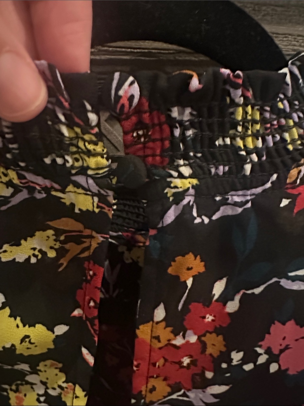 Allison Joy Black Floral Mock-Neck Blouse with Red & Yellow Flowers - Picture 4 of 4